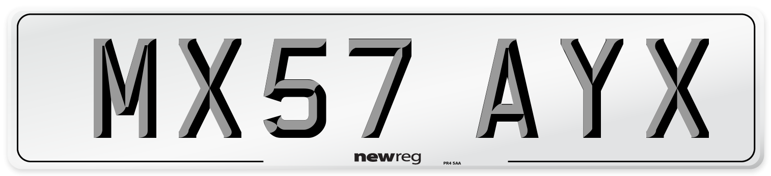 MX57 AYX Number Plate from New Reg